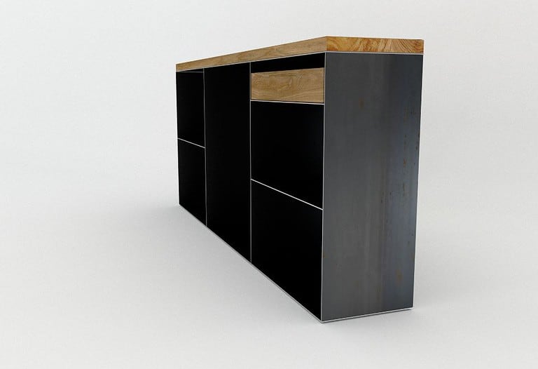 kommode-sideboard-schwarz-grau-eiche-mit-schublade-holz-massivholz-metall-modern-design-stahl-rohstahl-classic-001