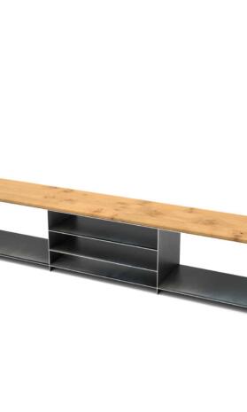 lowboard-tv-board-moebel-fernsehtisch-bank-tisch-schwarz-grau-holz-eiche-metall-design-modern-massivholz-wildeiche-stahl-merapi-1