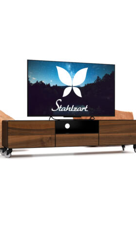 tv-lowboard-schwarz-holz-metall-nussbaum-industrial-massivholz-modern-160-cm-wohnzimmer-metall-design-hifi-mit-2-schubladen-klappe-stahl-stahlzart-dot-1