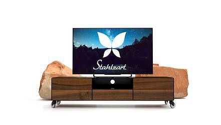 tv-lowboard-schwarz-holz-metall-nussbaum-industrial-massivholz-modern-160-cm-wohnzimmer-metall-design-hifi-mit-2-schubladen-klappe-stahlzart-dot-1