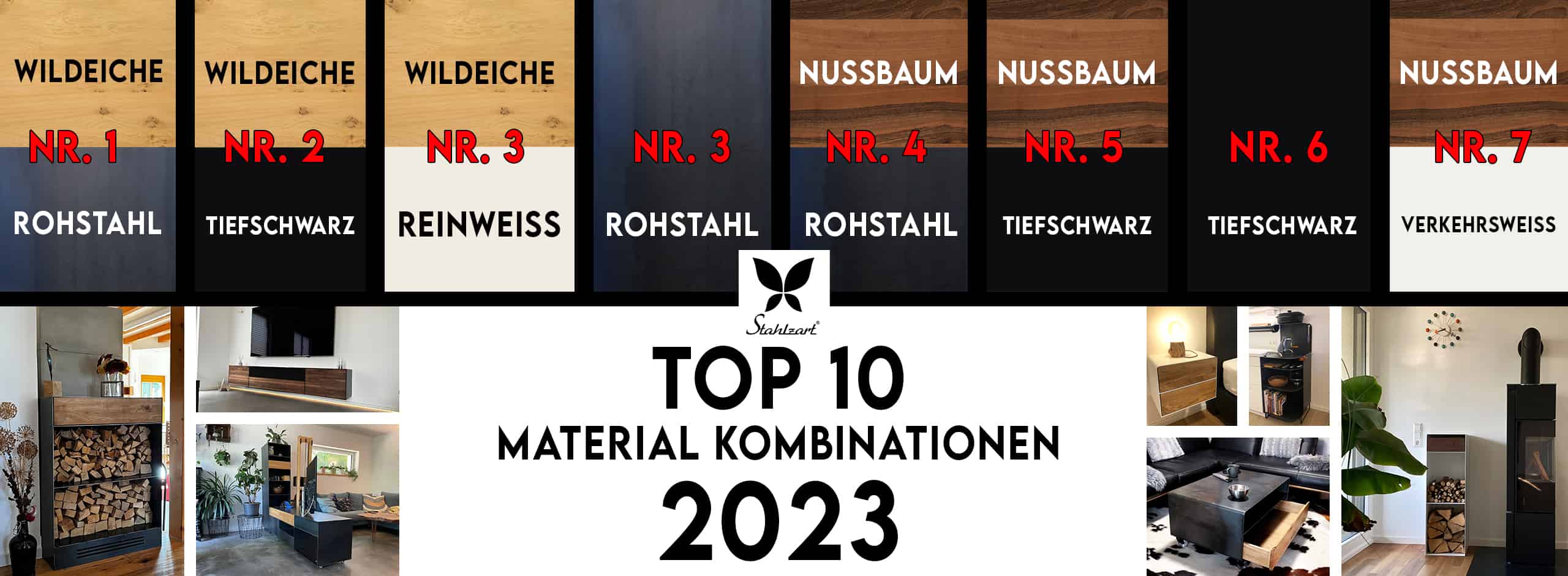 stahlzart-moebel-top-10-material-kombinationen-2023-nr-1-rohstahl-wildeiche-nr-2-tiefschwarz-wildeiche-nr-3-reinweiss-wildeiche-nr-3-rohstahl-nr-4-nussbaum-rohstahl-nr-5-nussbaum-tiefschwarz-neu